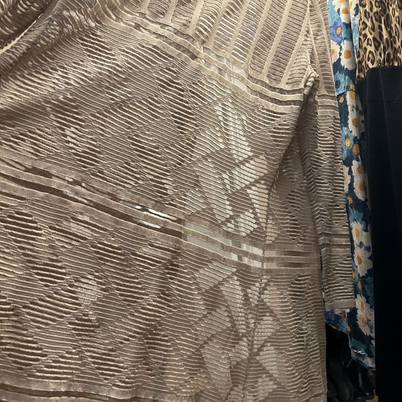 Beautiful, shear beige sweater. Beautiful pattern throughout. - Picture 2 of 3